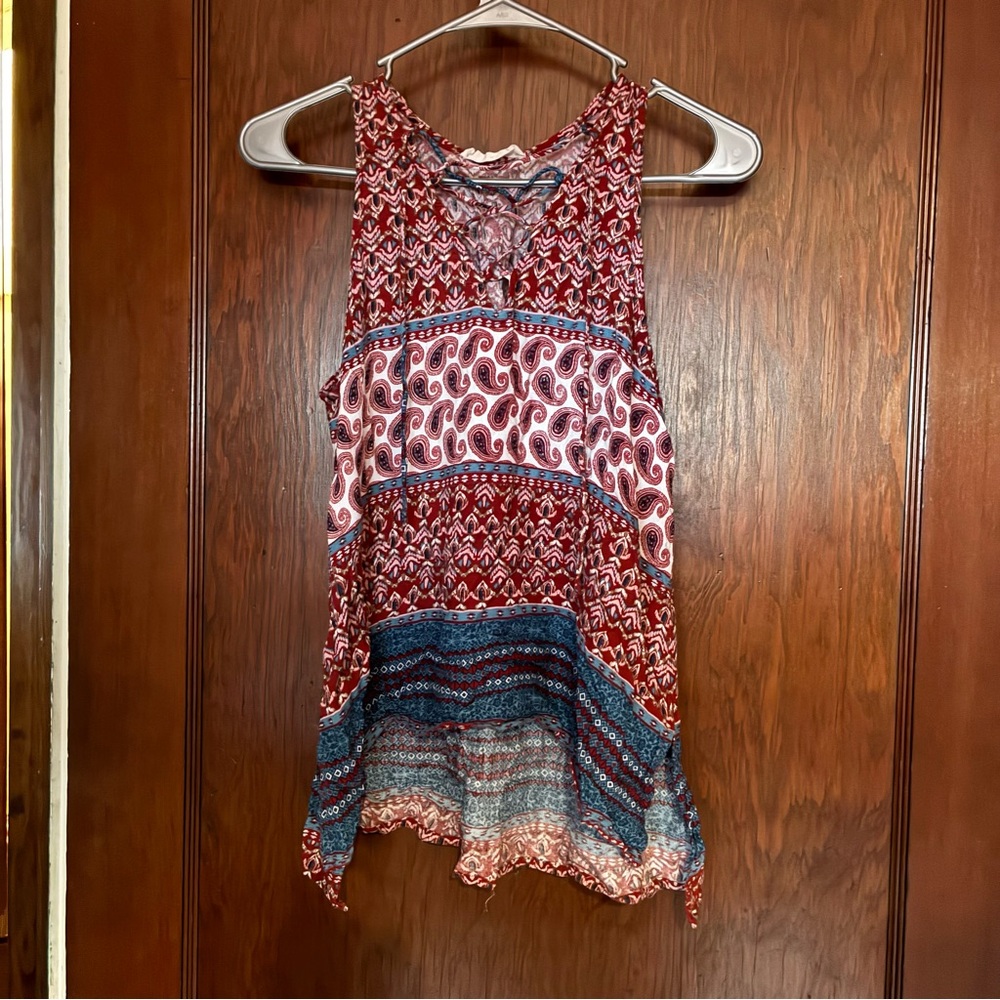 Elodie Red and Blue Paisley Tank Top